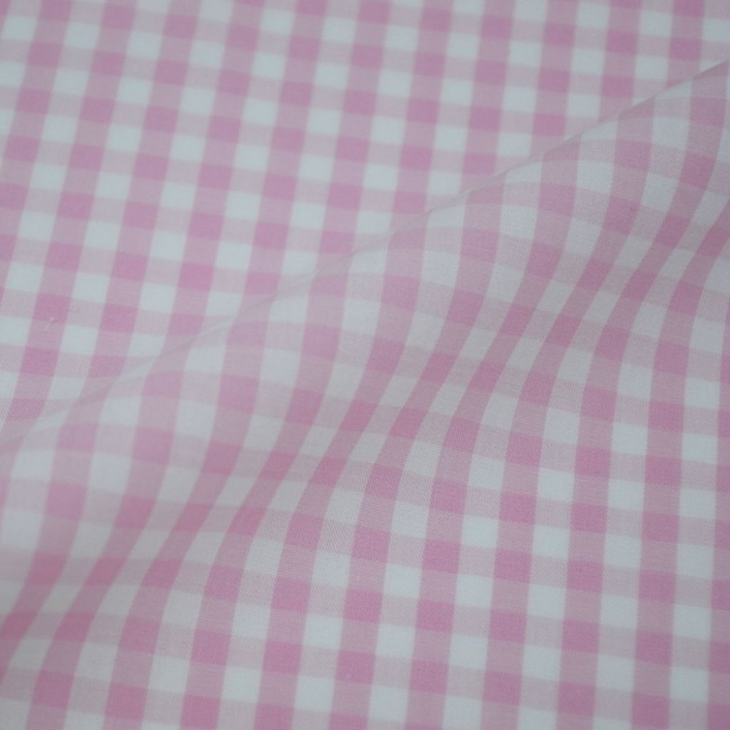 Tecido Tricoline Estampado Xadrez Rosa Claro