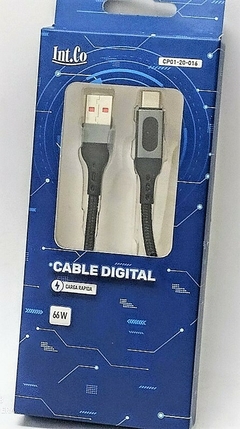 Cable carga Rápida 66W TIPO C a USB visor digital-mallado - comprar online