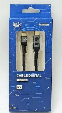 Cable carga Rapida 100W tipo C a Tipo C visor digital-mallado - comprar online