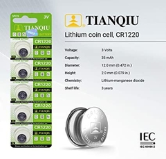 5 X Cr1220 Tianqiu Para Relojes Alarmas Sensores Luces Led - comprar online