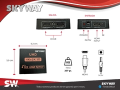 Splitter HDMI 1x2 - V1.4 1 Entrada X 2 Salidas Full Hd 1080p - SKYWAY - comprar online