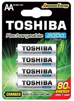 4 pilas Aa 2000 Mah Toshiba Recargables Alto Consumo