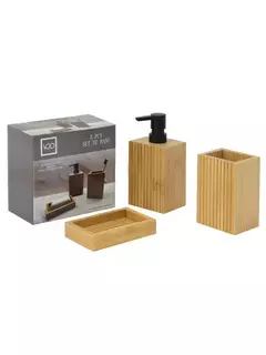 Set 4 Piezas simil madera Jabonera Dispenser Vaso Porta Cepillos Ba1040 - comprar online