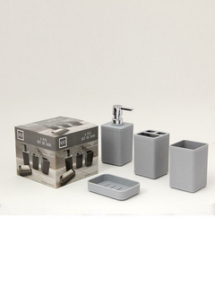 Kit 4 Piezas Baño Dispenser + Jabonera + Portacepillo + Vaso Color Gris - comprar online