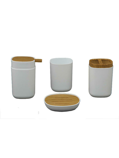 Set De Baño 4 Piezas Jabonera Dispenser Vaso Porta Cepillos BA1050