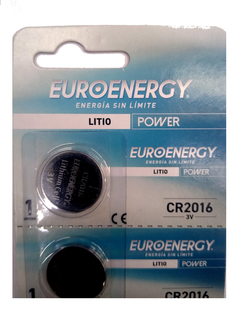 5 Pilas Cr2016 EUROENERGY 3v Litio P/ Luces Alarmas