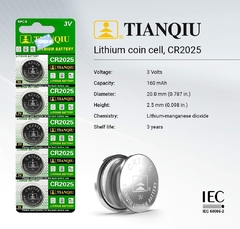 5 X Cr2025 Tianqiu Para Relojes Alarmas Sensores Luces Led - comprar online