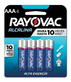 4 Pilas AAA Rayovac Alcalinas Alto Rendimiento