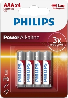 4 Pilas AAA Philips Alcalinas Alto Rendimiento