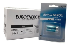 10 Pilas Cr123a Euroenergy Litio 3v P/ Sensores, Alarmas, Camaras