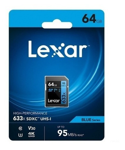 Memoria Lexar Sdxc 64gb Clase 10 633x 95mb/s Fullhd 4k