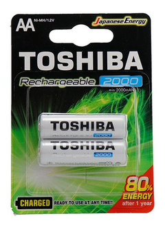 2 pilas Aa 2000 Mah Toshiba Recargables Alto Consumo