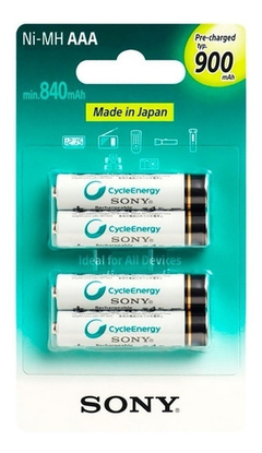 4 Pilas Aaa 900 Mah Sony Cycle Energy Recarg Blister Sellado - comprar online