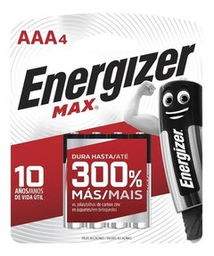 4 Pilas AAA Alcalinas Energizer Max Blister Cerrado