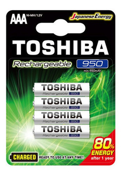 4 pilas AAA 950 Mah Toshiba Recargables Alto Consumo