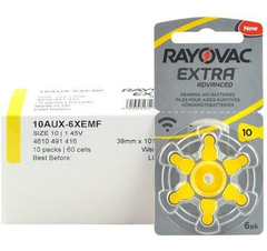 30 Pilas Rayovac Extra Para Audífono Blister 6u. Tamaño 10