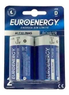 2 pilas Euroenergy Alcalinas Tamaño D Para Alto Consumo