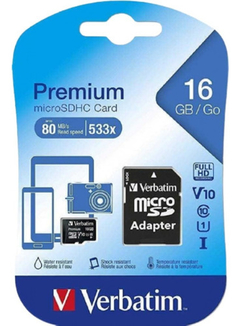 Memoria Micro Sd 16gb Verbatim Clase 10 80mb/s Original