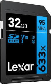 Memoria Lexar Sdhc 32gb Clase 10 633x 95mb/s Fullhd 4k