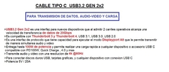 Cable USB 3.2 Thunderbolt3 Gen 2x2 Tipo C mallado - comprar online