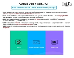 Cable USB4 Thunderbolt4 Gen 3x2 40 GBPS Tipo C mallado en internet