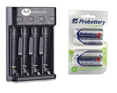 Kit Cargador P804 + 4 AA Probattery 2700 Mah Eco Alto Rendimiento