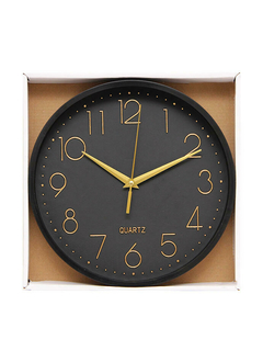 RELOJ DE PARED PLASTICO DECORATIVO NEGRO 24,5CM DE DIAMETRO en internet