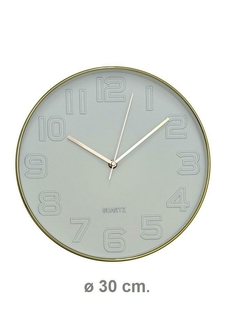 Reloj De Pared Dorado Con fondo BLANCO 30cm diametro RL30201