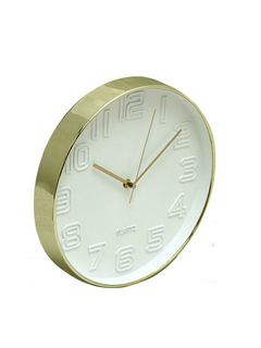Reloj De Pared Dorado Con fondo BLANCO 30cm diametro RL30201 en internet