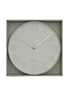 Reloj De Pared Dorado Con fondo BLANCO 30cm diametro RL30201 - bgdigital