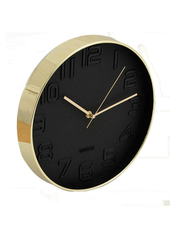 Reloj De Pared Dorado Con fondo Negro 30cm diametro RL30202 en internet
