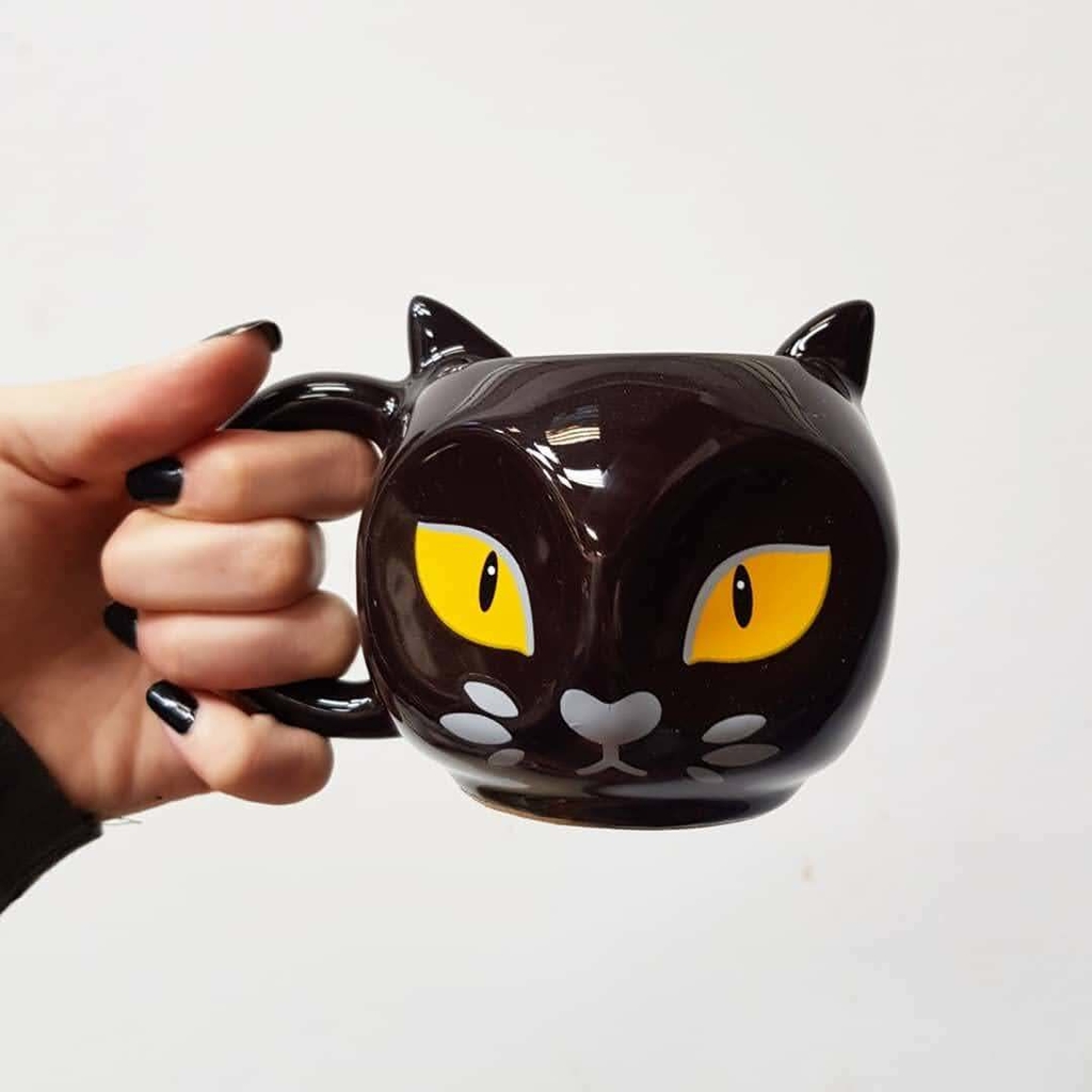 Caneca gato preto decoração cerâmica gatinho fofinho PET - Loja Bora,  Decora!