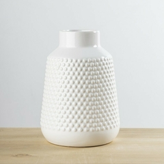 florero/Jarron de cerámica blanco puntos