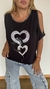 Remeron Triple Corazon negro con bordes lurex de modal en internet