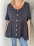 Camisa Sayra de lino elastizado Negro - comprar online