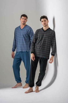 Pijama de interlock rayado cuello en V Art 865