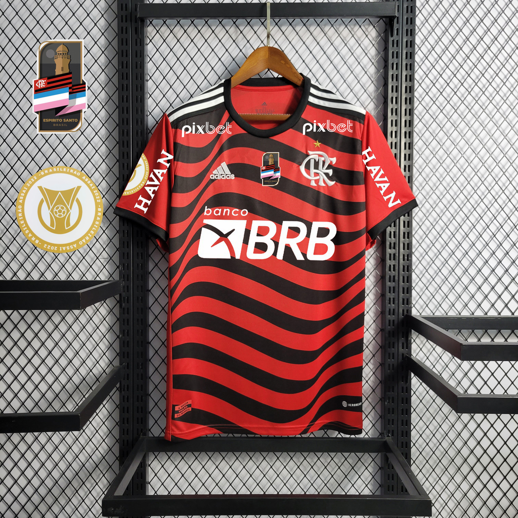 Camisa Flamengo III 22/23 Todos Patchs Estado Patches Libertadores - A