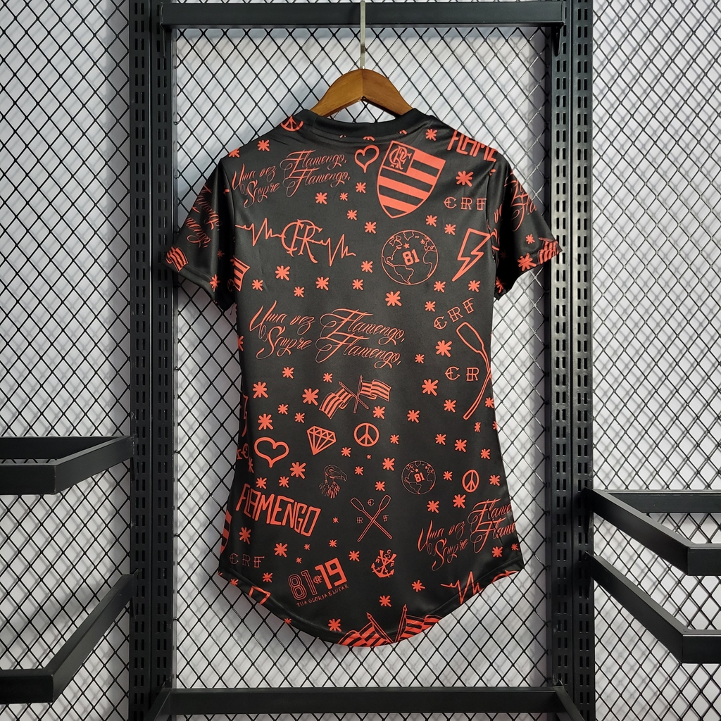 Camisa de Aquecimento Flamengo 22/23 - Pré-Jogo Feminina - Preta