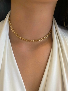 Choker Elos Cadeado Menor - Banhado a Ouro - Estilo Romano Semijoias 