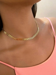 Choker Folhas - Banhado a Ouro - Estilo Romano Semijoias 