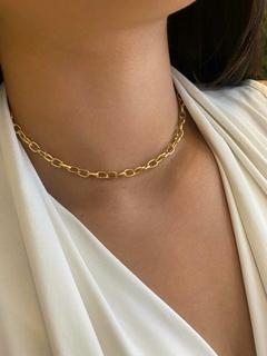 Choker Elos Cadeado Menor - Banhado a Ouro