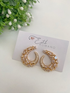 Brinco Oval com Zircônias e Microzircônias - Banhado a Ouro - comprar online