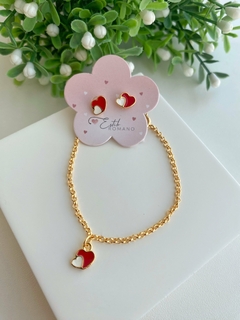 Pulseira Infantil Coração Branco e Vermelho - Banhado a Ouro na internet