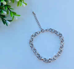 Pulseira Elo Português - Banhado a Ródio Branco - comprar online