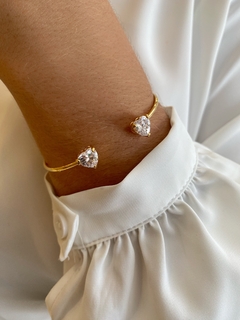 Bracelete Corações Zircônias - Banhado a Ouro - comprar online