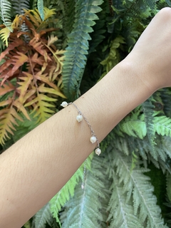 Pulseira de Pérolas - Banhado a Ródio Branco