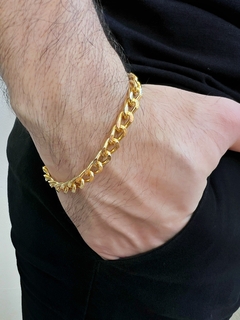 Pulseira Grumet - 7mm - 21.5cm - 6.8g - Banhado a Ouro - comprar online