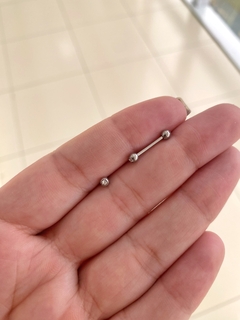 Piercing Reto Bolinha e Ponto de Luz 16mm em Aço na internet