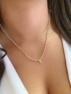 Choker Cristais Naturais Doce de Leite Letra S - Banhado a Ouro - loja online