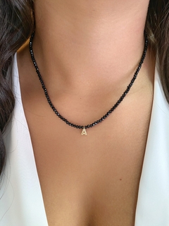 Choker Cristais Naturais Letra A - Banhado a Ouro - loja online